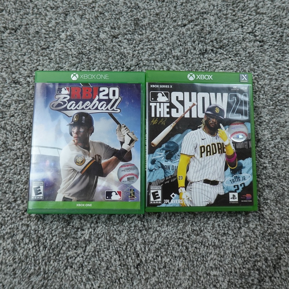 Xbox One MLB The Show 21 and RBI 20 Baseball Video Game Gaming Bundle Lot MLB